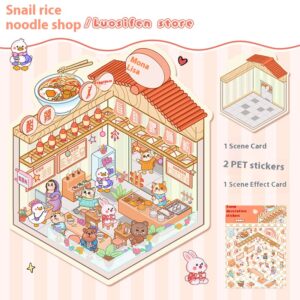 DIY 3D scene stickers for the Food Town: Four Fun Stores (Dessert house, Rice Noodle Shop, Pet Store, Izakaya)