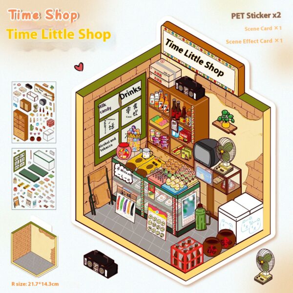 My room DIY 3D scene stickers four creative little worlds: (study corner time canteen MengMeng dressing room doll e-sports room)