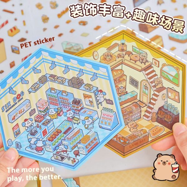 My room DIY 3D scene stickers four creative little worlds: (study corner time canteen MengMeng dressing room doll e-sports room)