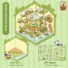 Dreamy Land DIY 3D Scene Stickers Four Cute pet Parks (Soft and adorable Rabbit Amusement Park, CAPYBARA Hot Spring, DODO Panda Tea House, Pony Lily Magic House)